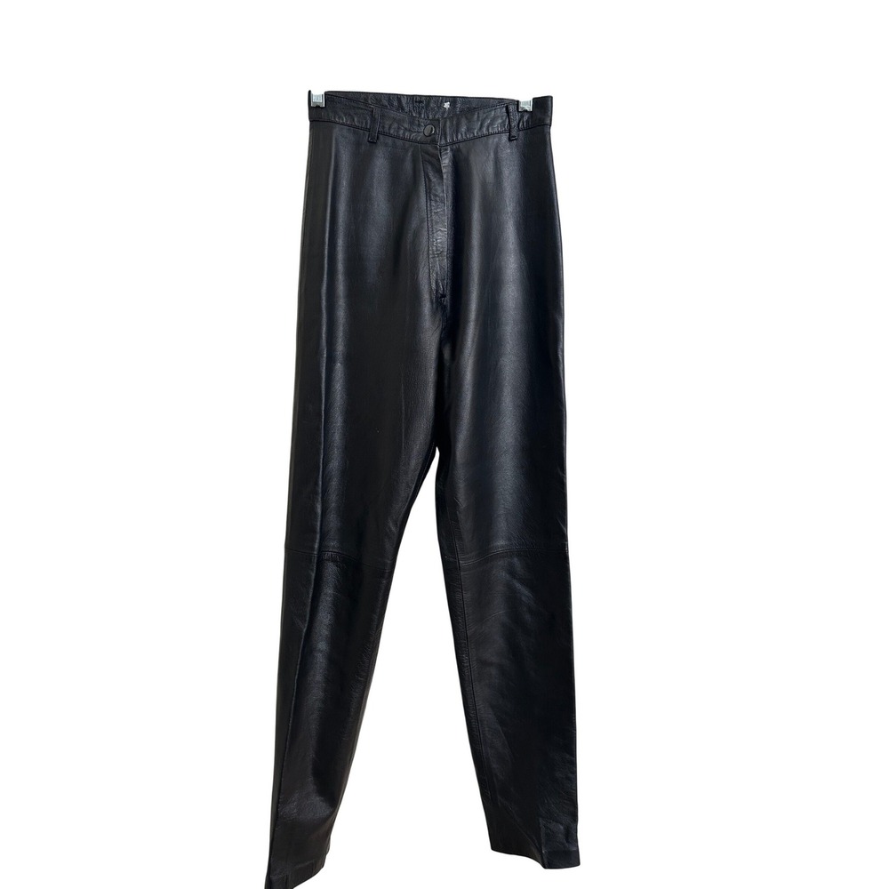 Vier Black Lambskin Leather High Waisted Tapered Pants Size XS Vintage